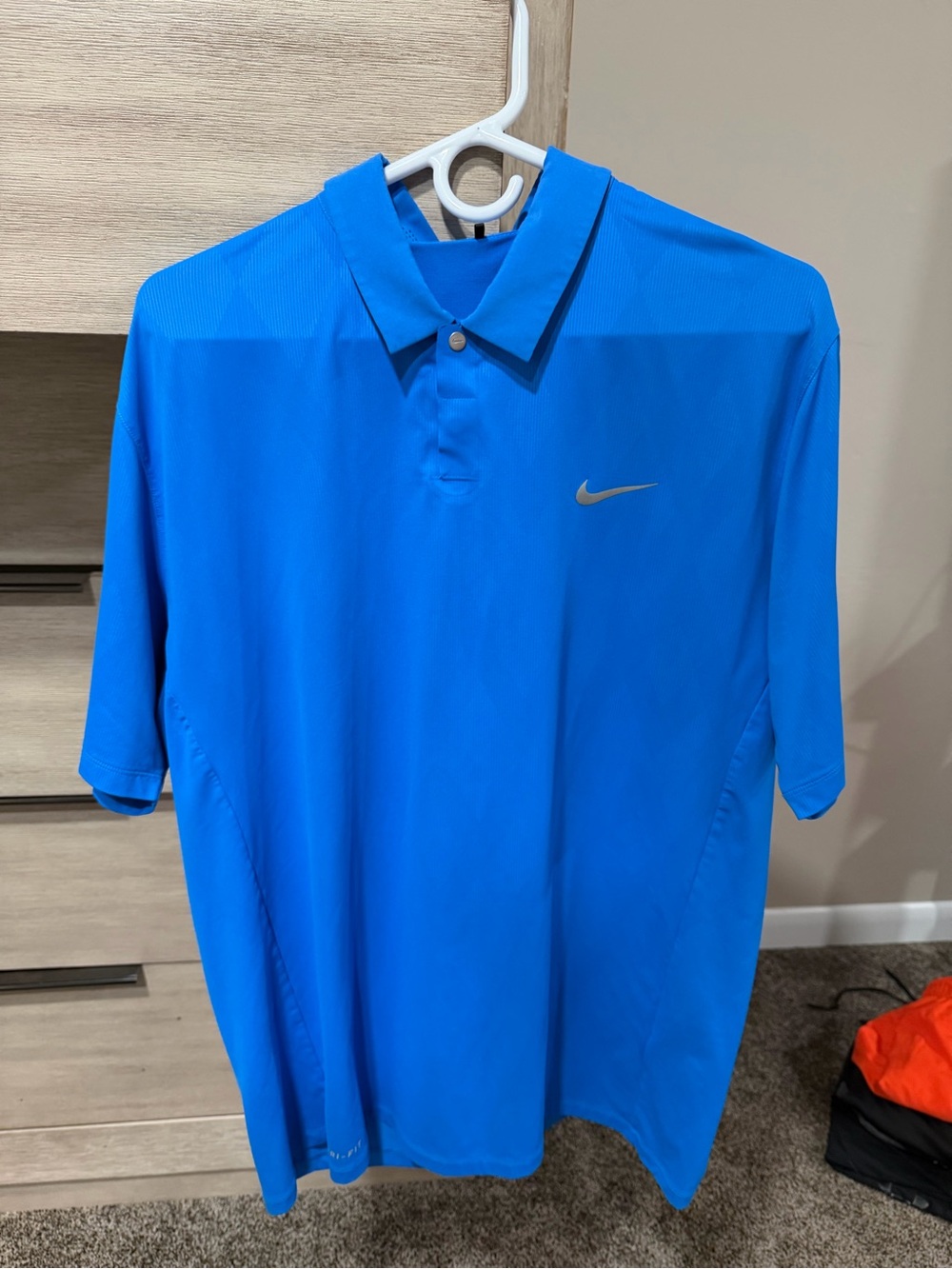 Nike Tiger Woods Collection Polo Shirt Men Large Blue Diamond Knit Dri-FIT Golf